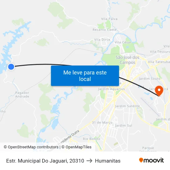 Estr. Municipal Do Jaguari, 20310 to Humanitas map