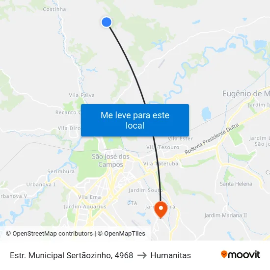 Estr. Municipal Sertãozinho, 4968 to Humanitas map