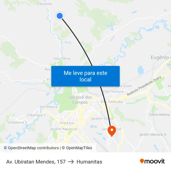 Av. Ubiratan Mendes, 157 to Humanitas map