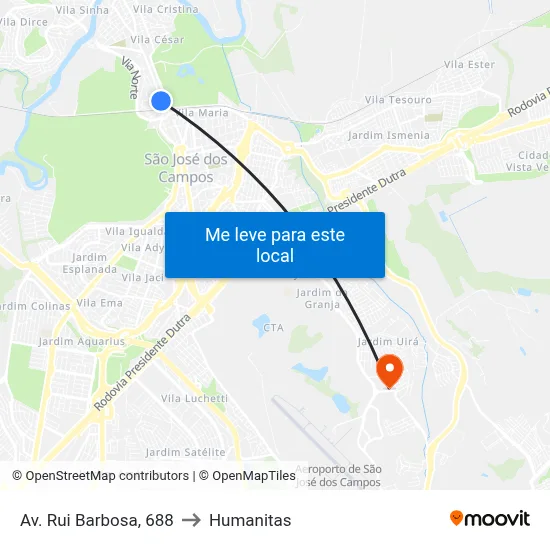 Av. Rui Barbosa, 688 to Humanitas map