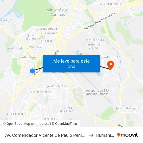 Av. Comendador Vicente De Paulo Penido, 564 to Humanitas map