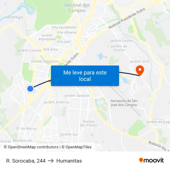 R. Sorocaba, 244 to Humanitas map