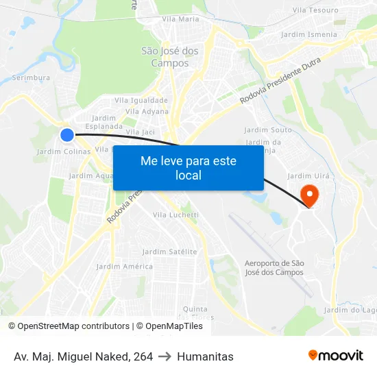 Av. Maj. Miguel Naked, 264 to Humanitas map