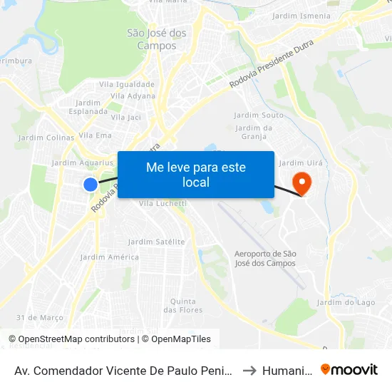 Av. Comendador Vicente De Paulo Penido, 264 to Humanitas map