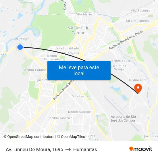 Av. Linneu De Moura, 1695 to Humanitas map