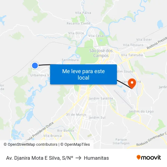 Av. Djanira Mota E Silva, S/Nº to Humanitas map