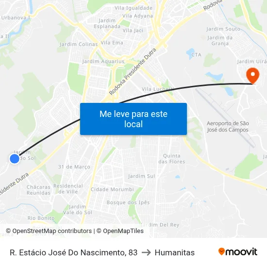 R. Estácio José Do Nascimento, 83 to Humanitas map