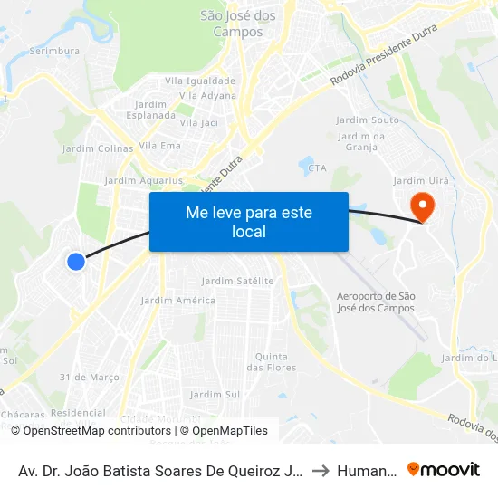 Av. Dr. João Batista Soares De Queiroz Júnior, 990 to Humanitas map