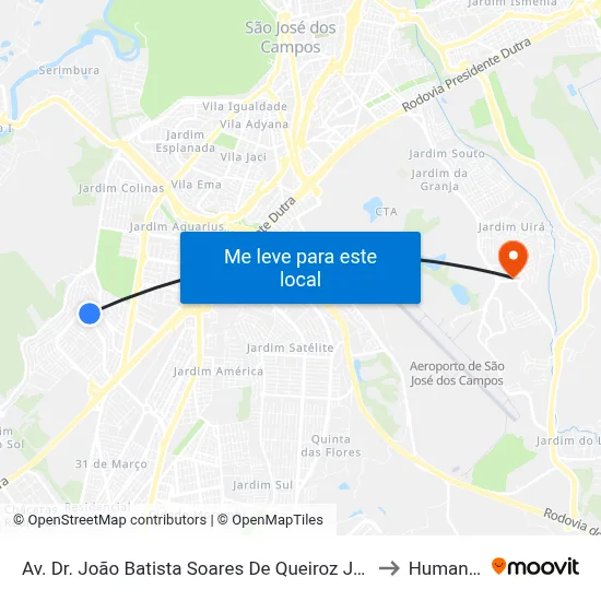 Av. Dr. João Batista Soares De Queiroz Júnior, 1142 to Humanitas map
