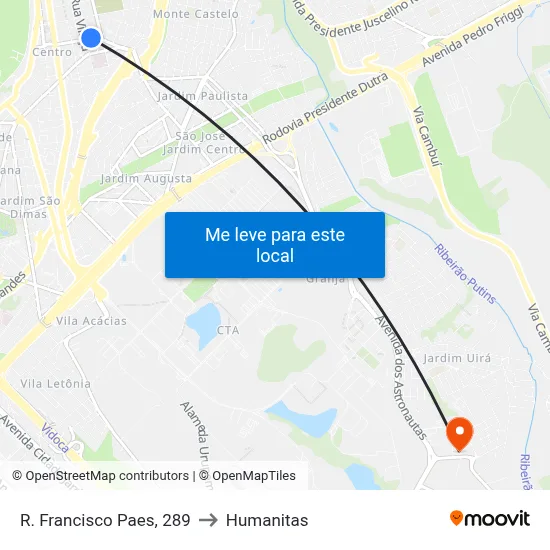 R. Francisco Paes, 289 to Humanitas map