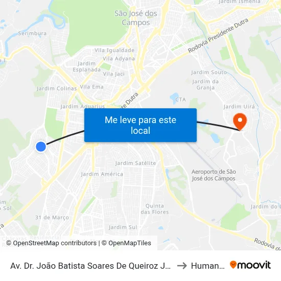 Av. Dr. João Batista Soares De Queiroz Júnior, 1172 to Humanitas map