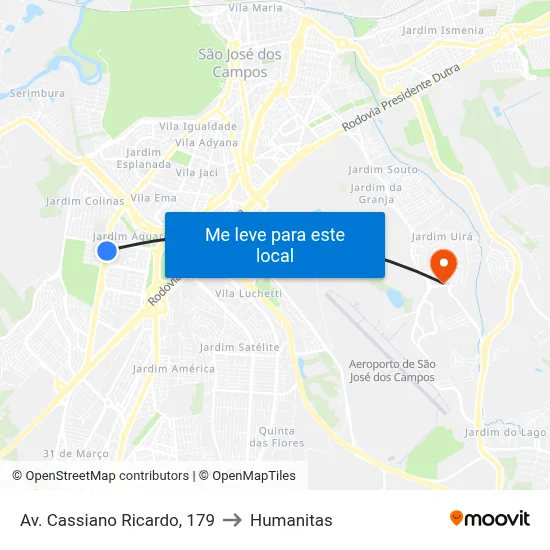 Av. Cassiano Ricardo, 179 to Humanitas map