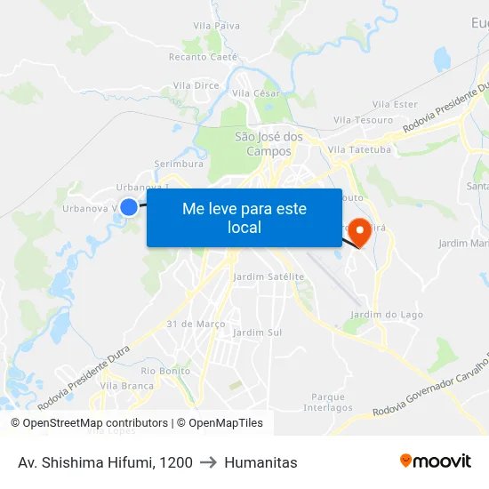Av. Shishima Hifumi, 1200 to Humanitas map