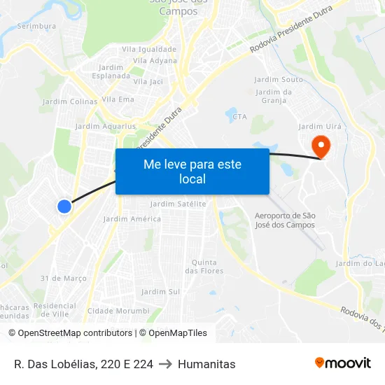 R. Das Lobélias, 220 E 224 to Humanitas map