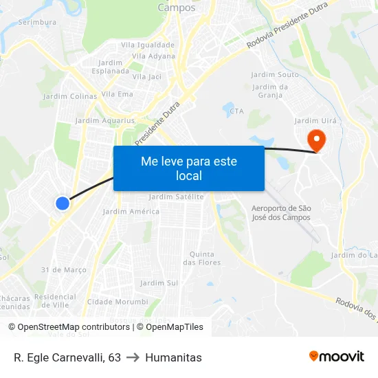R. Egle Carnevalli, 63 to Humanitas map