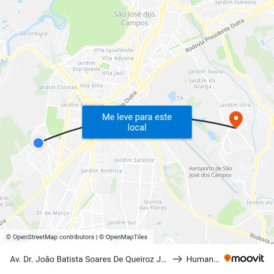 Av. Dr. João Batista Soares De Queiroz Júnior, 1420 to Humanitas map