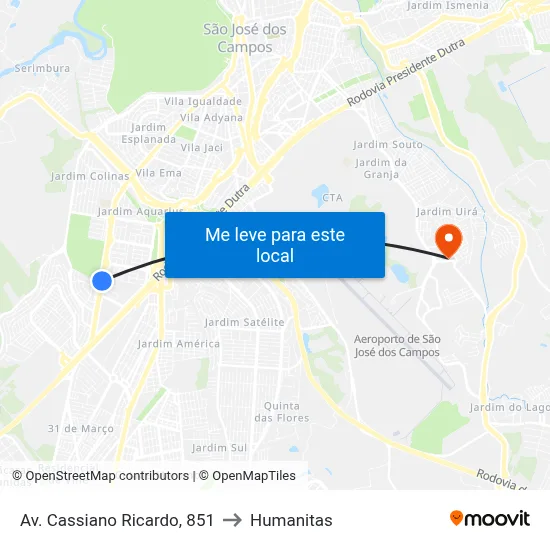 Av. Cassiano Ricardo, 851 to Humanitas map