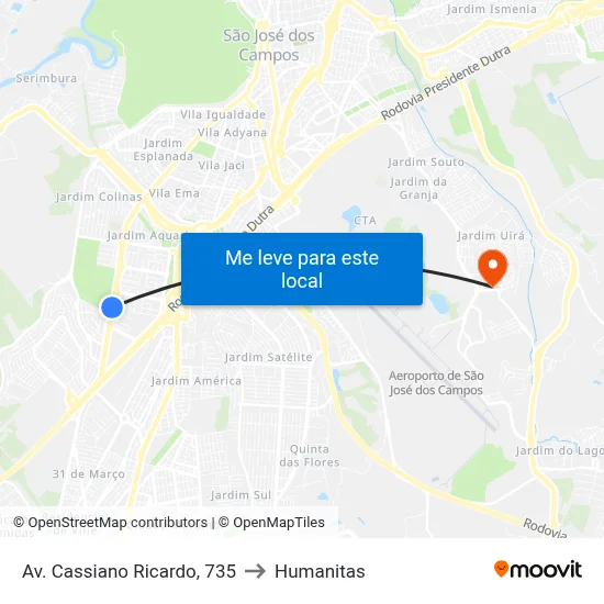 Av. Cassiano Ricardo, 735 to Humanitas map