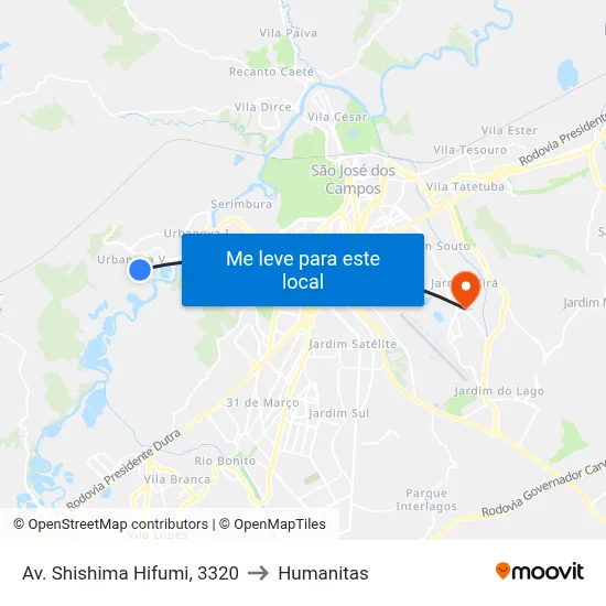Av. Shishima Hifumi, 3320 to Humanitas map