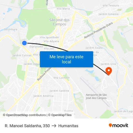 R. Manoel Saldanha, 350 to Humanitas map