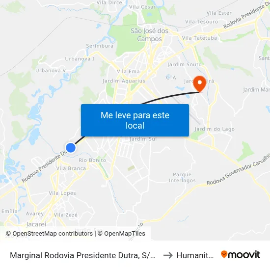 Marginal Rodovia Presidente Dutra, S/Nº to Humanitas map