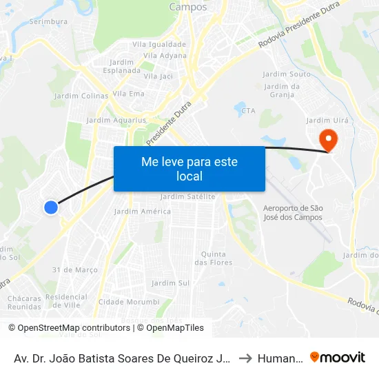 Av. Dr. João Batista Soares De Queiroz Júnior, 2420 to Humanitas map