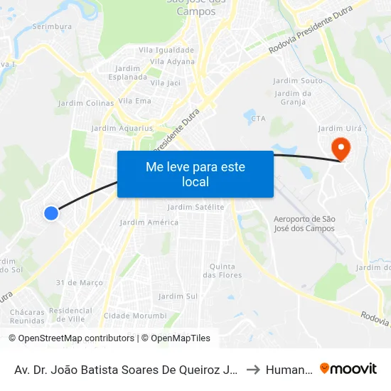 Av. Dr. João Batista Soares De Queiroz Júnior, 2311 to Humanitas map