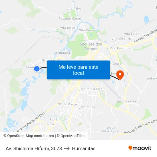 Av. Shishima Hifumi, 3078 to Humanitas map