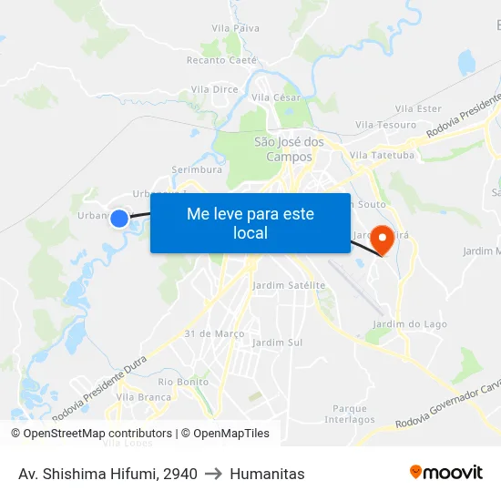 Av. Shishima Hifumi, 2940 to Humanitas map