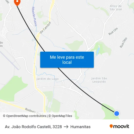 Av. João Rodolfo Castelli, 3228 to Humanitas map