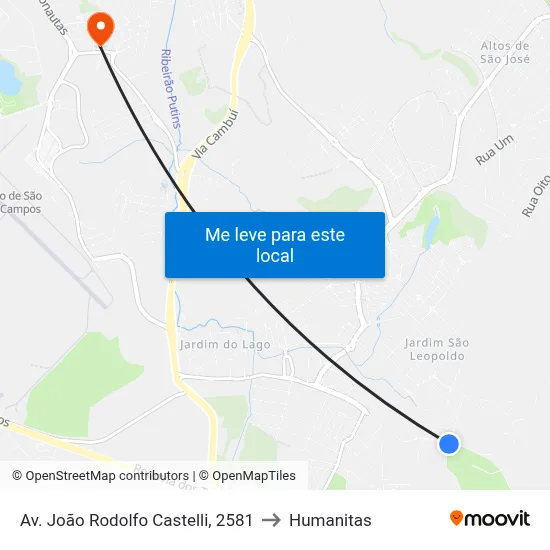 Av. João Rodolfo Castelli, 2581 to Humanitas map
