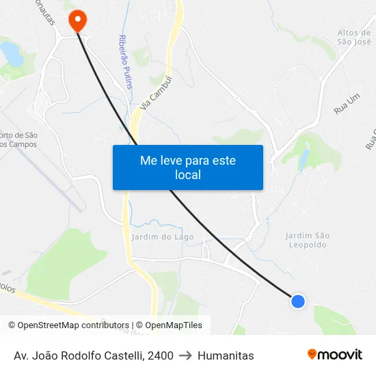 Av. João Rodolfo Castelli, 2400 to Humanitas map