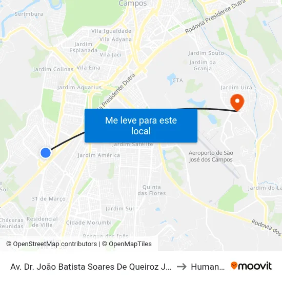 Av. Dr. João Batista Soares De Queiroz Júnior, 226 to Humanitas map