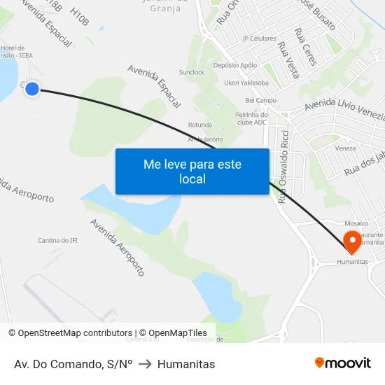 Av. Do Comando, S/Nº to Humanitas map