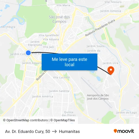 Av. Dr. Eduardo Cury, 50 to Humanitas map