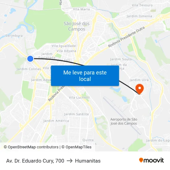 Av. Dr. Eduardo Cury, 700 to Humanitas map