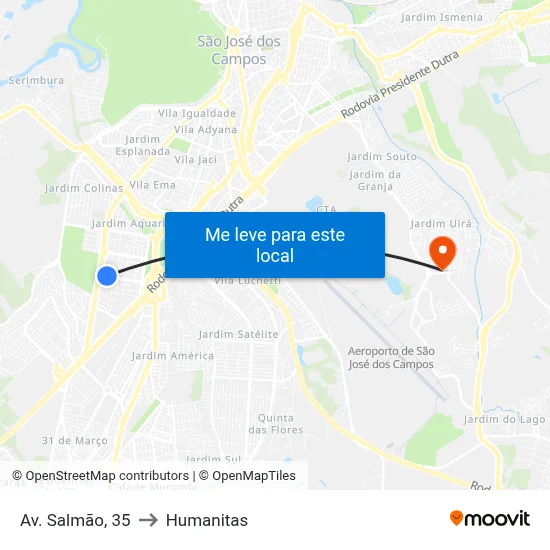 Av. Salmão, 35 to Humanitas map