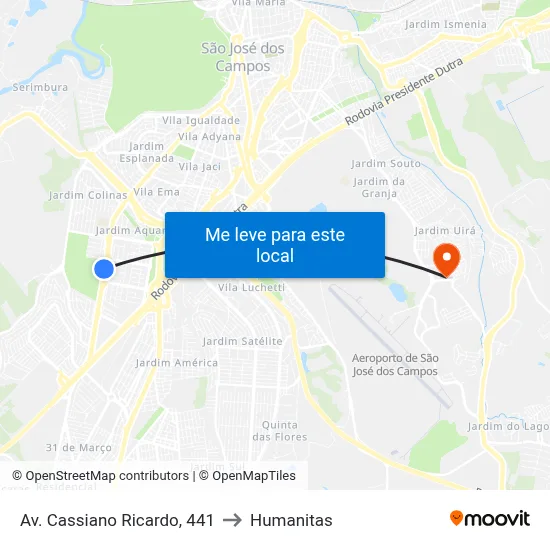 Av. Cassiano Ricardo, 441 to Humanitas map