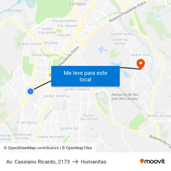 Av. Cassiano Ricardo, 2173 to Humanitas map