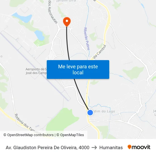 Av. Glaudiston Pereira De Oliveira, 4000 to Humanitas map