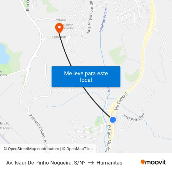 Av. Isaur De Pinho Nogueira, S/Nº to Humanitas map