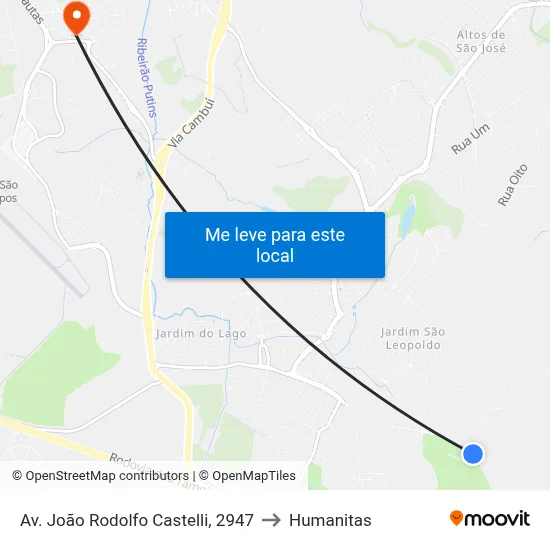 Av. João Rodolfo Castelli, 2947 to Humanitas map