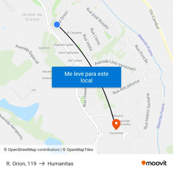R. Orion, 119 to Humanitas map