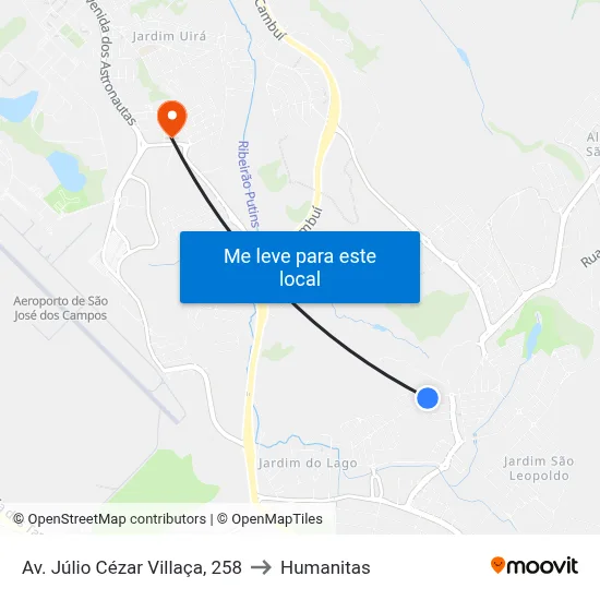 Av. Júlio Cézar Villaça, 258 to Humanitas map