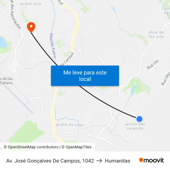 Av. José Gonçalves De Campos, 1042 to Humanitas map