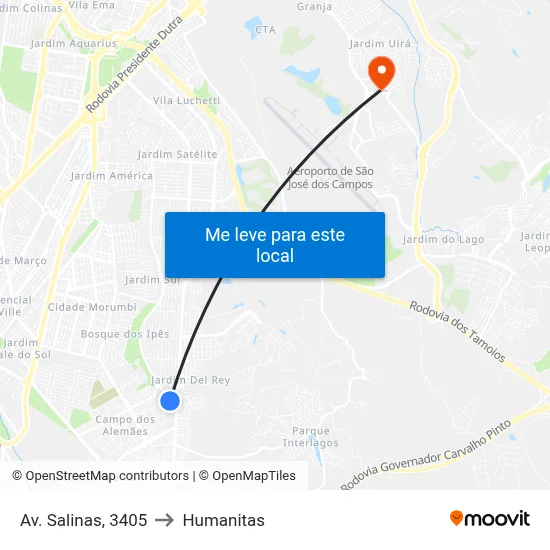 Av. Salinas, 3405 to Humanitas map