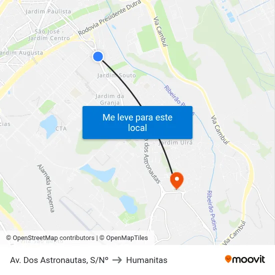 Av. Dos Astronautas, S/Nº to Humanitas map