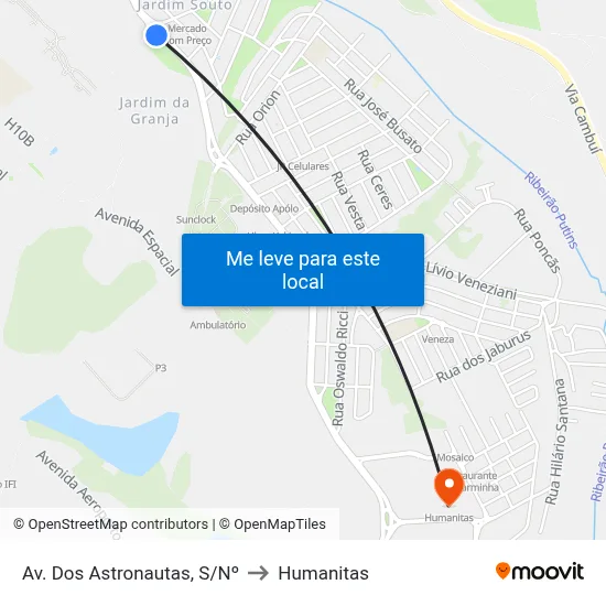 Av. Dos Astronautas, S/Nº to Humanitas map