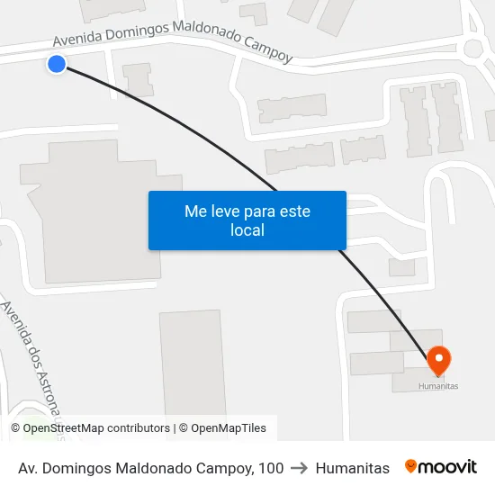 Av. Domingos Maldonado Campoy, 100 to Humanitas map