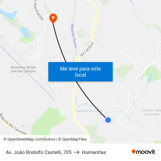 Av. João Rodolfo Castelli, 705 to Humanitas map